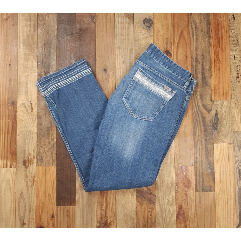 Cruel Denim Abby Straight Leg Jeans Medium Wash‎ Embroidered 32/13 CB48154 001